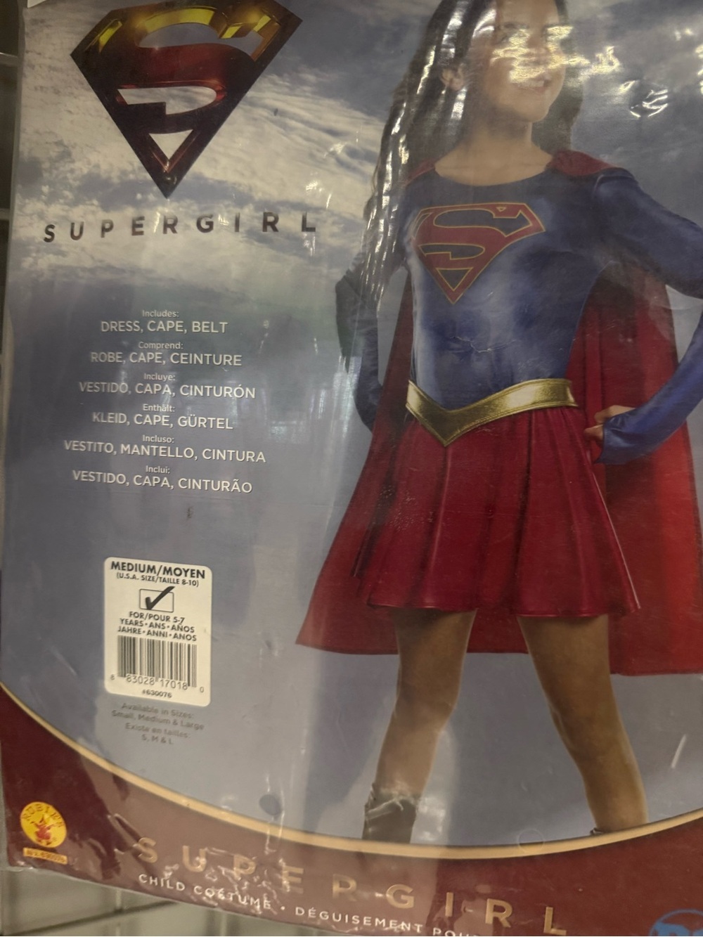 Kids Costume Dress, Cape & Belt - Red/Blue